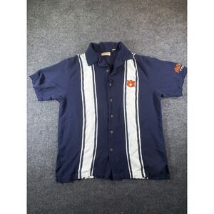Chiliwear Auburn Tigers Mens Large Navy Rayon Bowling Shirt NCAA Camp Top